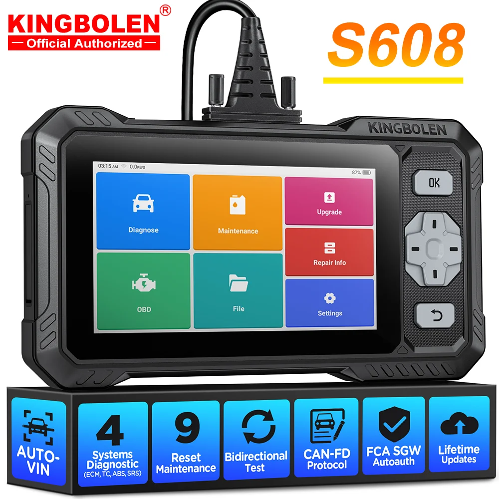 [Lebenslange kostenlose Updates KINGBOLEN S608] 6,2-Zoll-CAN-FD-Motor-ABS-SRS-Getriebe-4-System-9-Reset-Diagnosegerät für deutsche Fahrzeuge, aktiver Test-OBD-Scanner