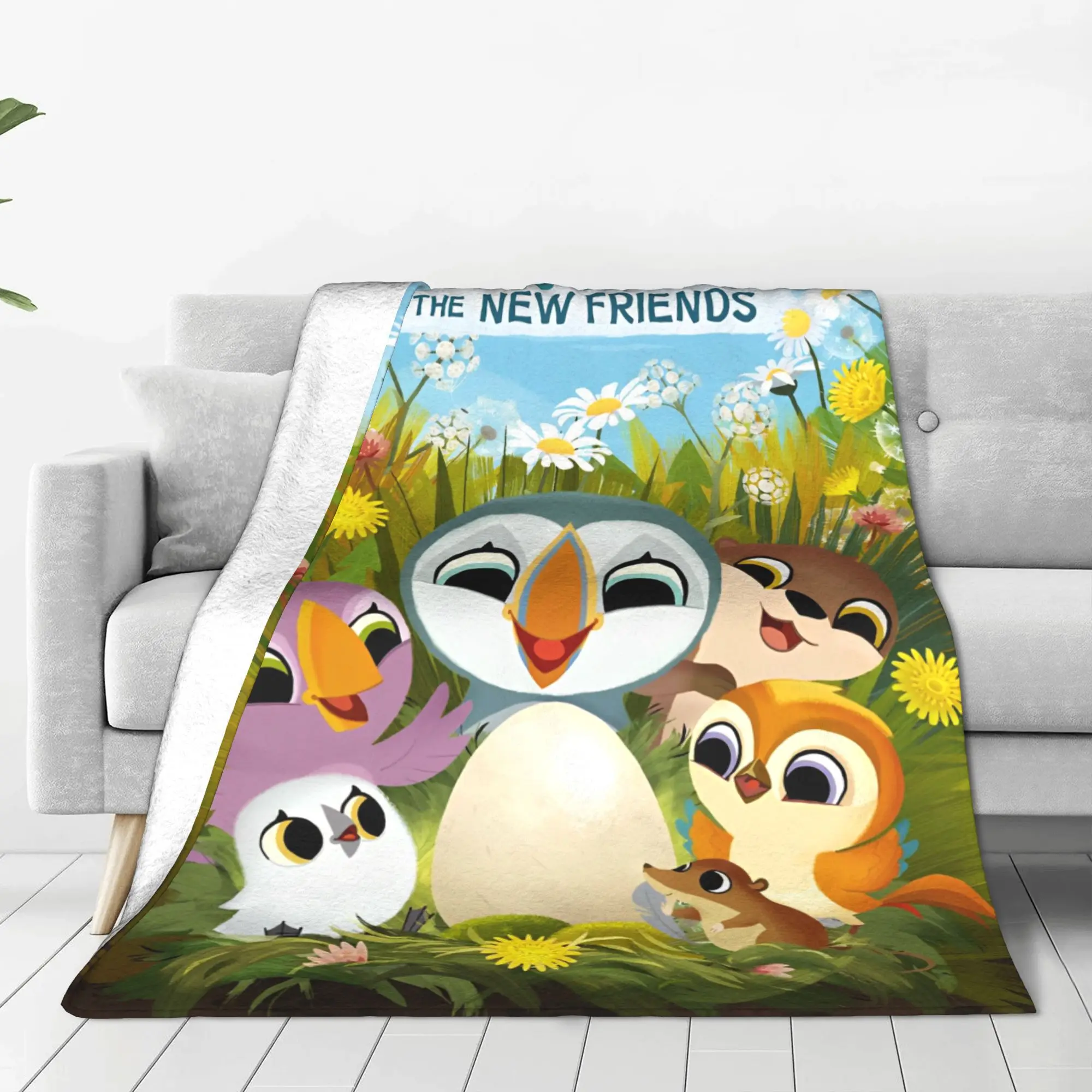 Puffin Rock and the New Friends Cartoon Anime Blanket Multi-size Warm Cozy Fluffy  Throw Blankets for Sofa Couch and Bed
