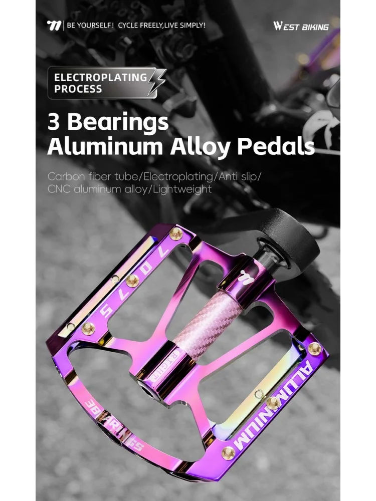 AliExpress West Biking WEST BIKING Aluminum Alloy 3 Sealed Bearings Bicycle Pedals Ultralight Non-Slip Wide Flat Pedals for 14mm Thread MTB Road Bike