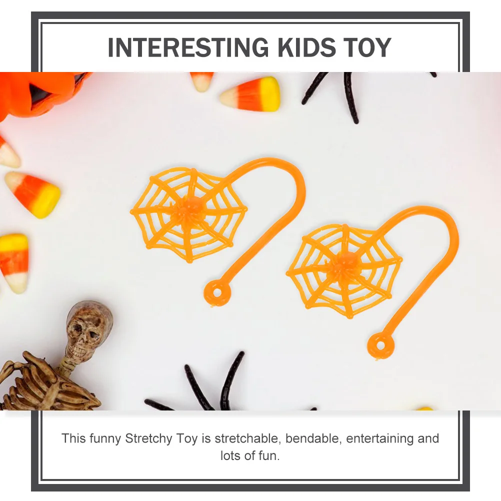 

50Pcs Sticky Spider Web Halloween Stretchy Spider Web Roll Down Funny Sensory Kids Party Props Party Props Tpr Stretchy Toys