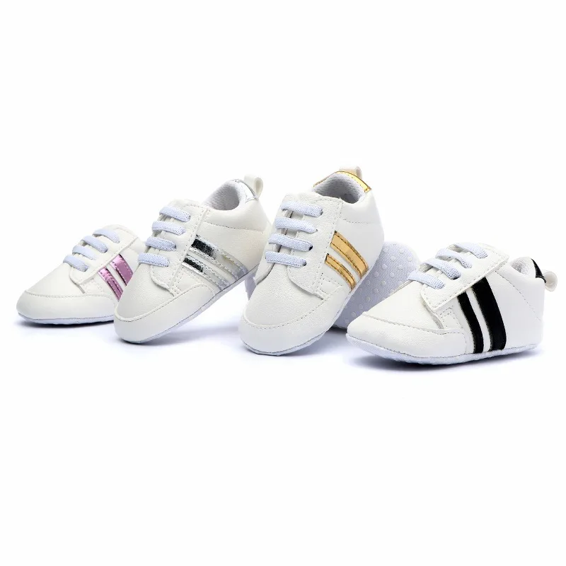 

PU Leather Soft Soles Sneakers 0-18 Months Baby Shoes Newborn Boys Sneaker Girls Two Striped First Walkers Kids Toddlers shoes