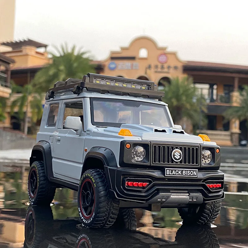 SUZUKI Jimny-Modèle de voiture en alliage pour enfants, jouet en métal moulé sous pression, véhicules tout-terrain, simulation sonore et lumineuse,