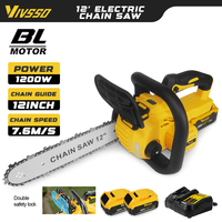 VIVSSO 12 Inch Brushless Electric Chainsaw 1200w Logging Saw Cordless Chainsaw woodworkPower Tools  For Dewalt 20v Battery Pins