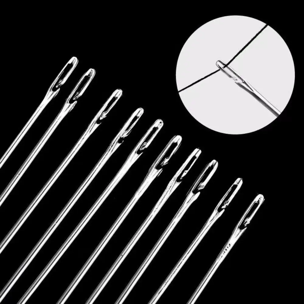 Self-Threading Needle Blind Sewing Needle Stainless Steel Side-Opening Eye Hand Sewing Needle Easy Threading