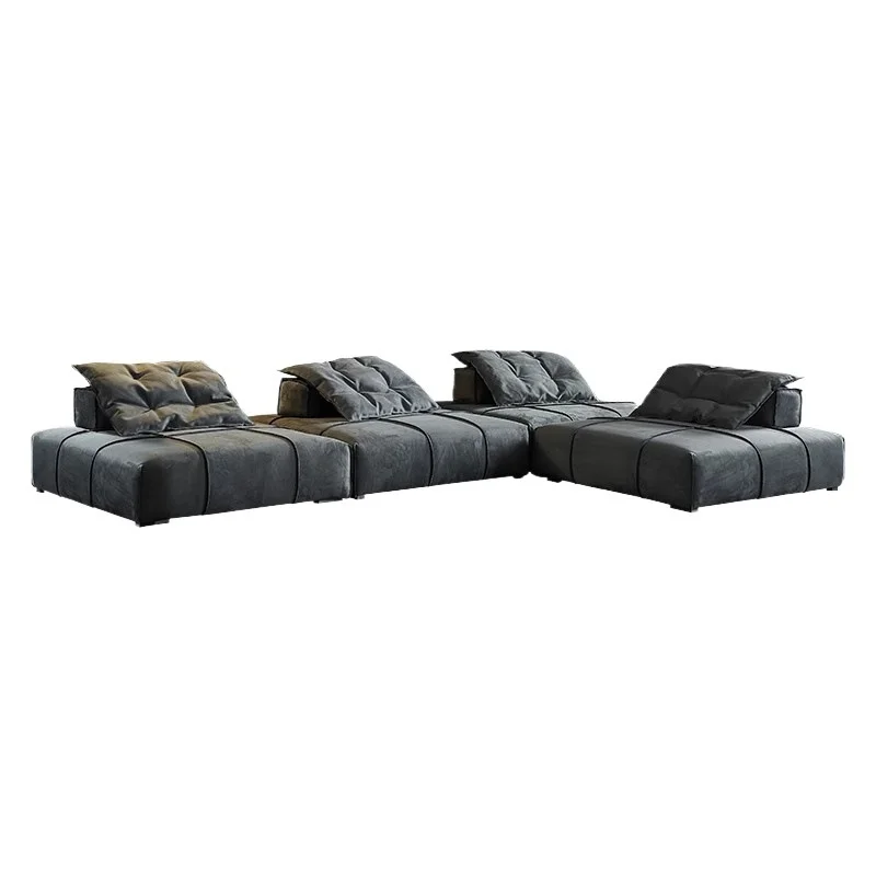 

vg-Italian-Style Baxter Panama Sectional Sofa Set Tofu Module Minimalist Matte Fabric with Genuine Leather Designer Collection&