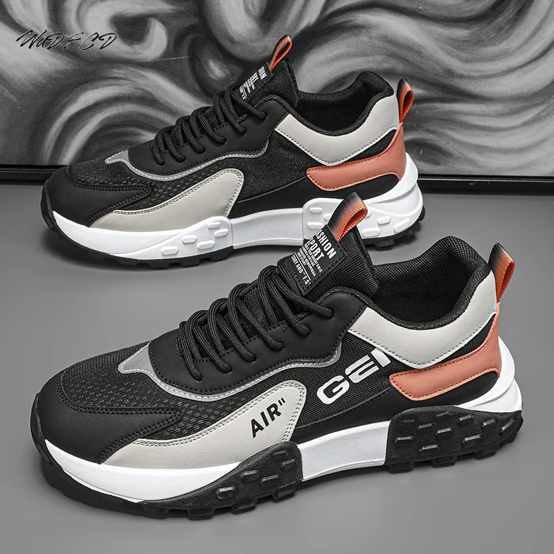 Chunky Sneaker Plus Size 45 46 Men Designer Running Shoes Fashion Casual Leather Mesh Breathable Height Increased Platform Shoes