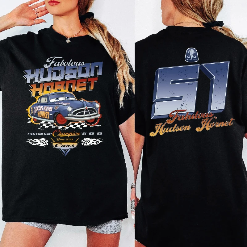 

Футболка с изображением автомобиля Диснея, модная женская хлопковая футболка Disney, повседневная летняя уличная одежда унисекс, дышащая футболка большого размера с короткими рукавами