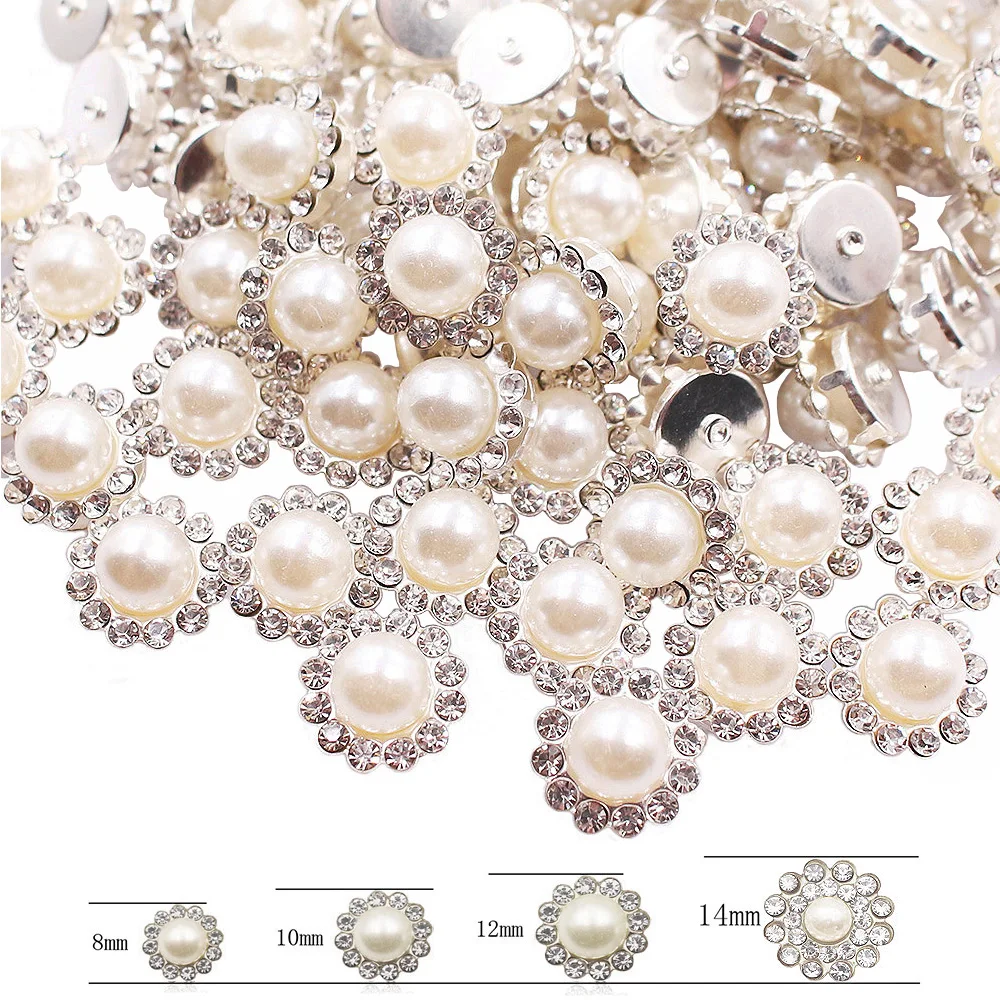 50 Stück 8–14 mm Silber- und Goldkrallen-Sonnenblumen-Strasssteine zum Aufnähen, flache Rückseite, Kristalle, Glasperlen, Nähen von Strasssteinen, Kunsthandwerk – Detail 4