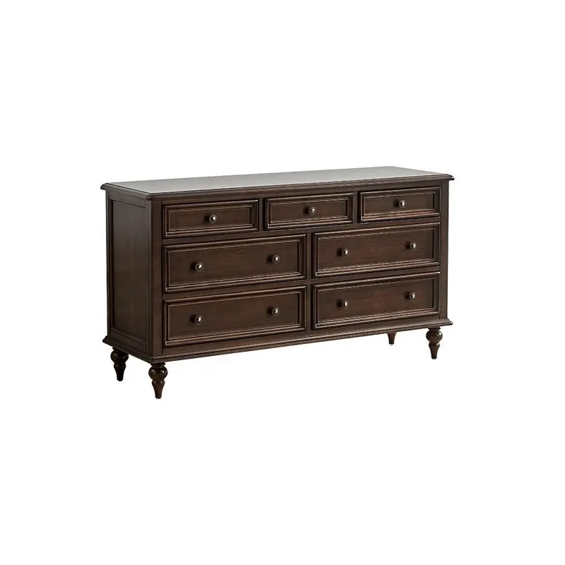 

French retro solid wood chest living room black seven chest cabinet kitchen dining side cabinet bedroom locker locker