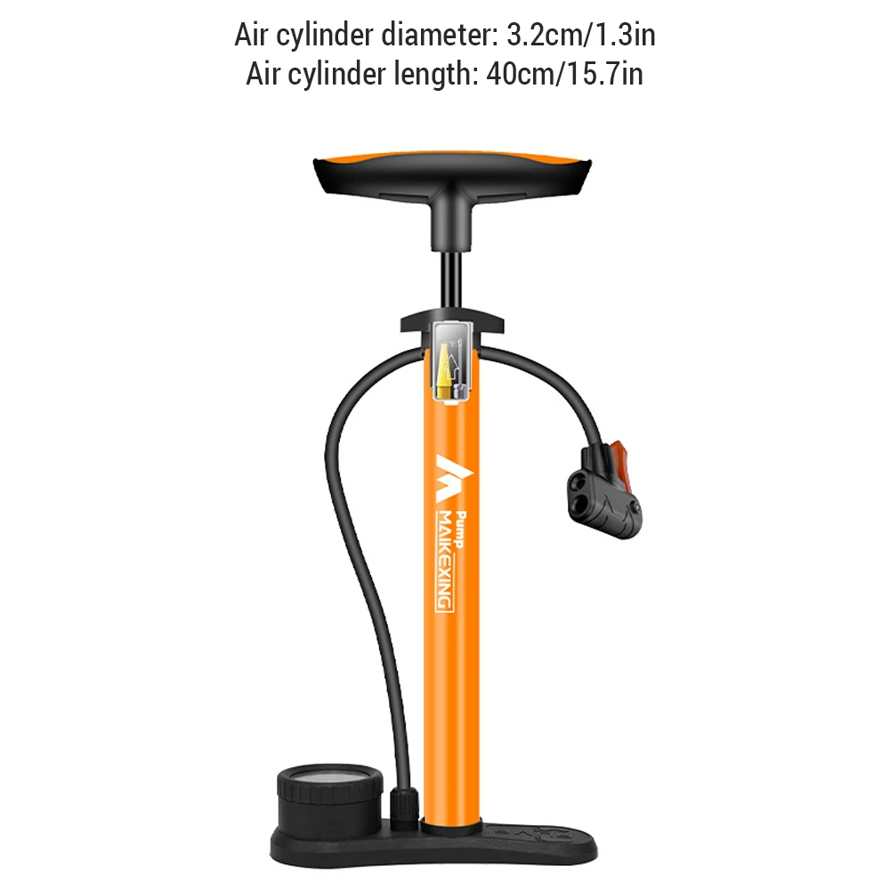 Bike Pump with Gauge Multi-functional Inflator for Bicycles and Cars 160PSI with High-Pressure Gauge and 3-in-1 Nozzle Air Pump