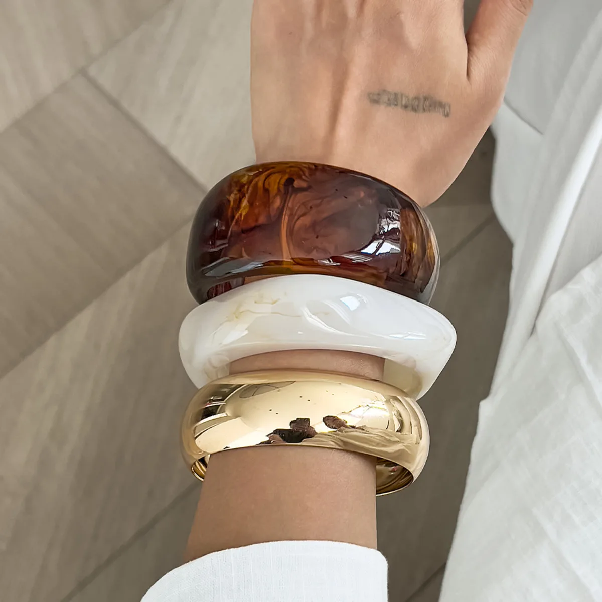 Salircon 3 Stil Trendy Übertrieben Harz Breite Armreif Frauen HipHop Gold Farbe Geometrische Heavy Metal Armreifen Armband Männer Schmuck