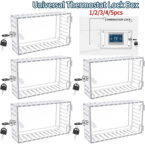 Imagen 1 del producto Caja de bloqueo de termostato Universal con llave, cubierta de termostato grande transparente para termostato en la pared, Protector de termostato