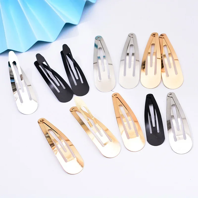 15-30 pcs 3-9cm gold /silver paint Metal Snap Clips,Water drop ,lank Baby Clips,For DIY Hair Clips Jewelry Making Base,wholesale