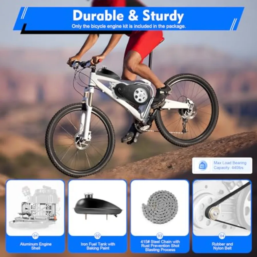 100CC 4-السكتة الدماغية محرك البنزين عدة 3.5HP محرك دراجة عدة مع اليد بدء سلسلة محرك OHV نظام تبريد الهواء مصممة لار