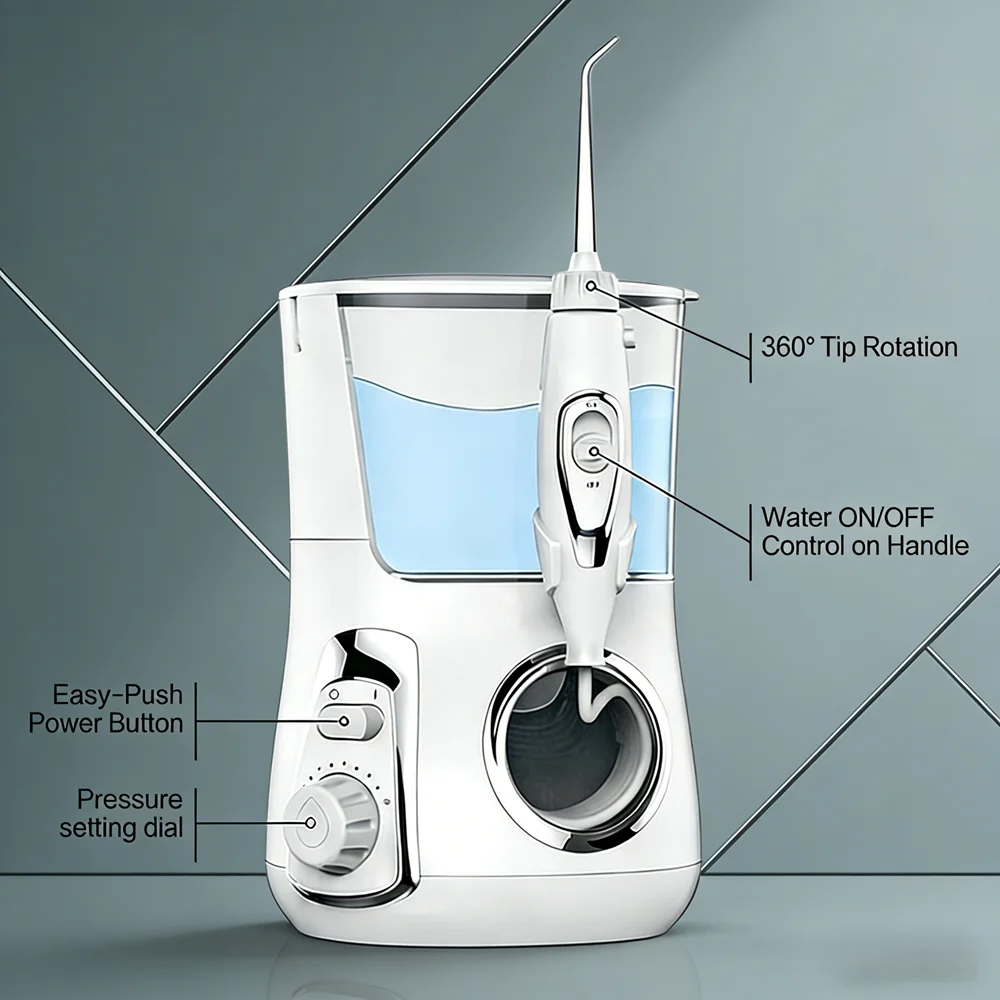 

Countertop 10 Modes Electric Water Flosser 800ML Oral Irrigator Dental Water Jet Home Oral Care Spa Cleaner