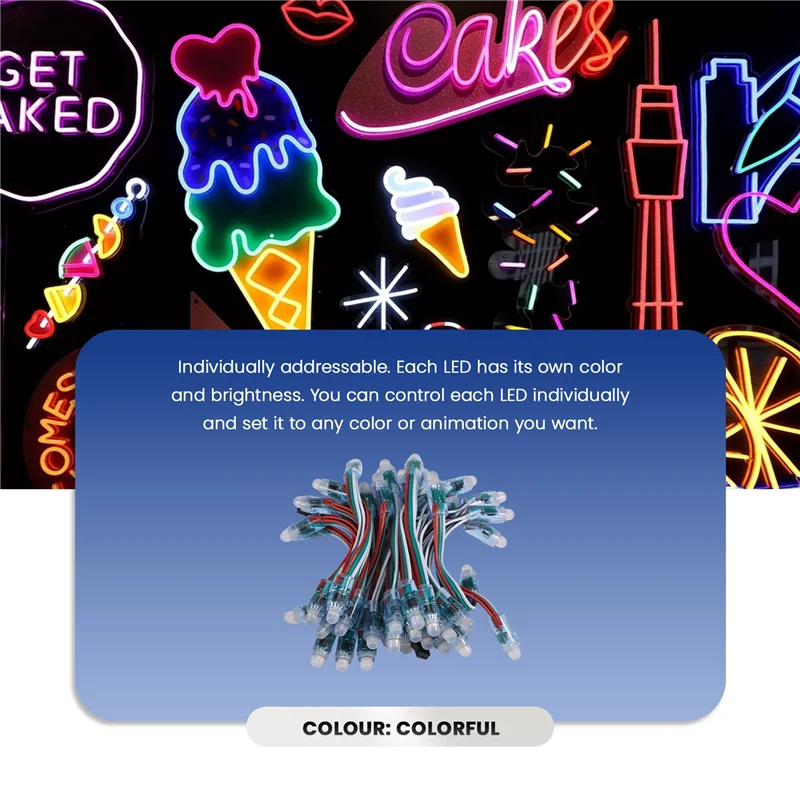 

50Pcs WS2811 RGB LED Pixels Light Individually Addressable 12Mm Diffused Digital Full Color LED Pixel Module Light DC12V-A28K