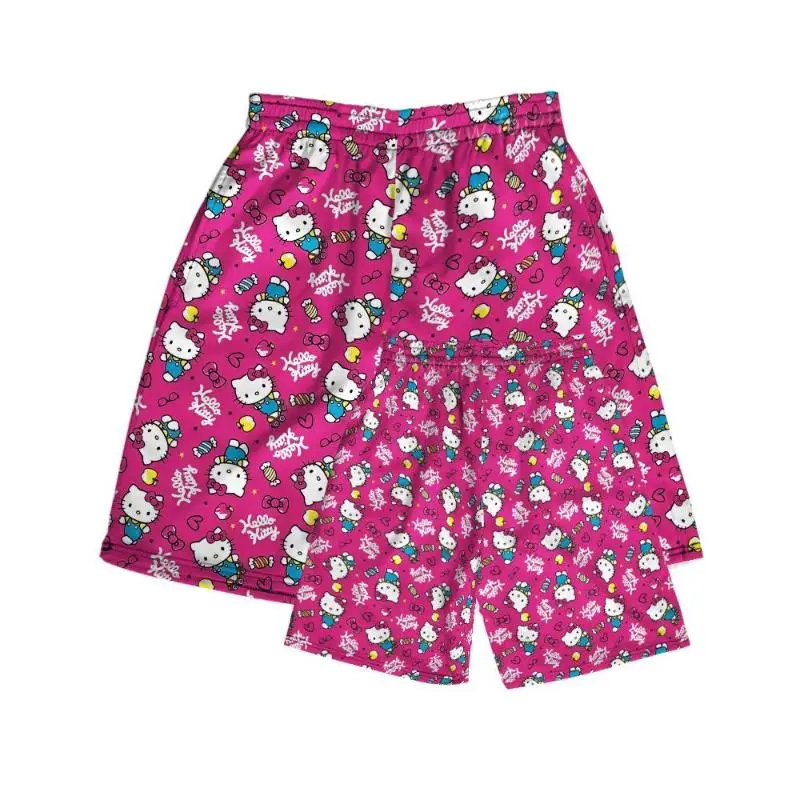 Sanrio 여름 반바지 Hello Kittys Kawaii 귀여운 크롭 바지 스포츠 느슨한 여름 핫 세일 캐주얼 편안한 통기성 만화