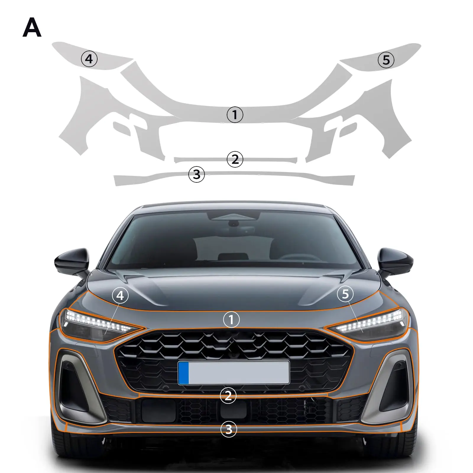 

For Audi A5S5 Avant 2025-UP TPU Bumper Pre-cut PPF Matte And Clear Paint Protective Film Custom Anti Scratch Self Healing Shield