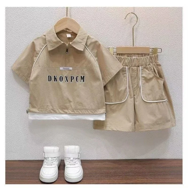 

Children's Clothing Boys' Summer Set 2025 New Stylish Children's Short Sleeved Cothes Boys' Handsome Two-piece Set