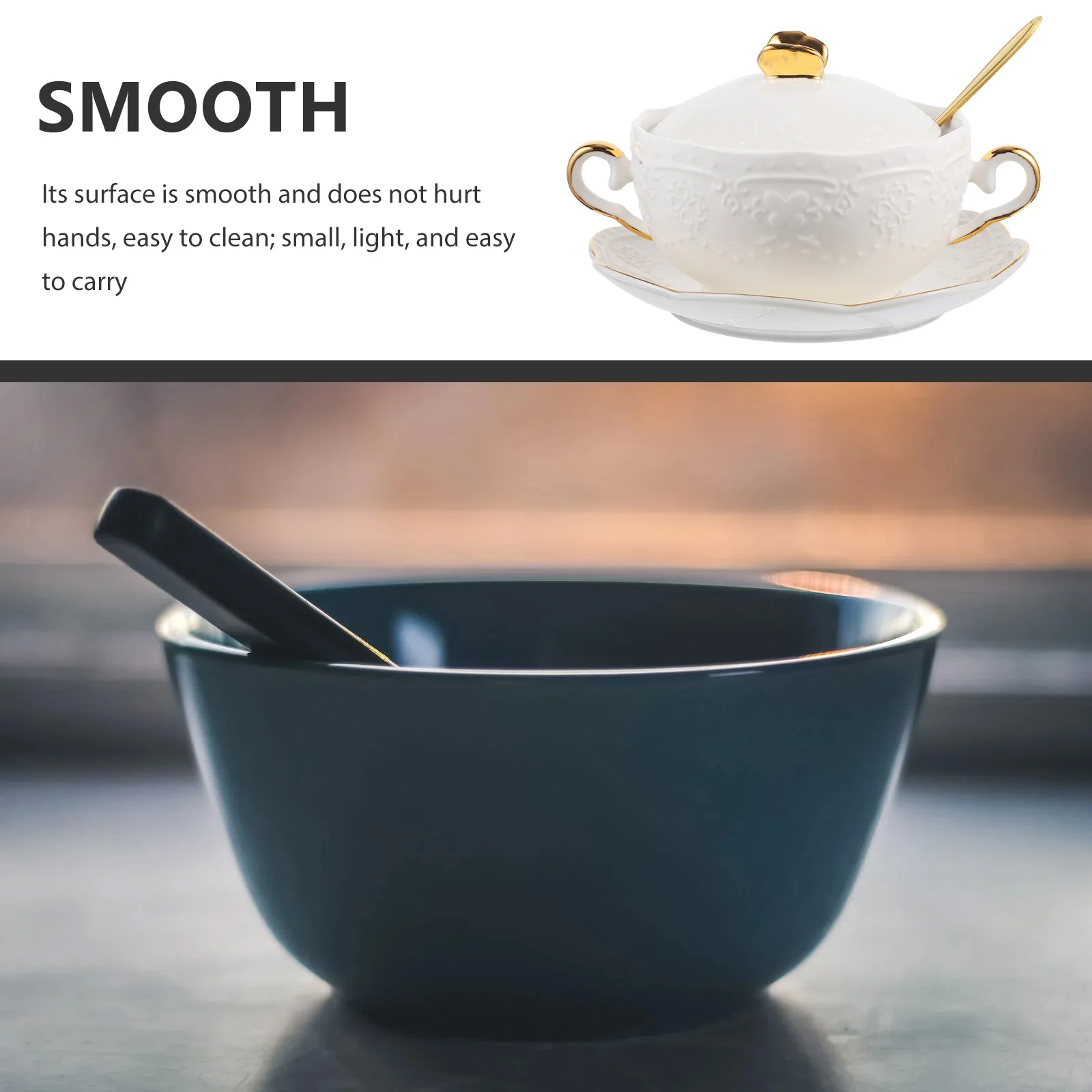 

1Set Double Handle Ceramic Butterfly Bowl Heat-Resistant Salad Serving Bowl Multi-Function Steaming Soup Cup Kitchen Tableware