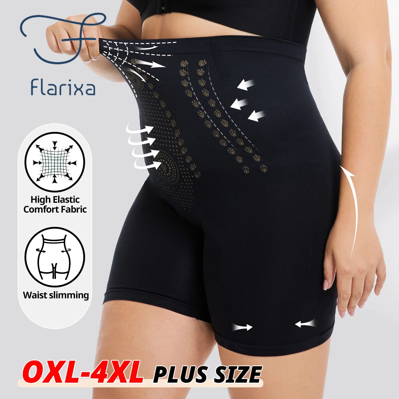 FLARIXA حجم كبير سراويل داخلية عالية الخصر للتحكم في البطن بعد الولادة ملابس داخلية تشكيل سلس سراويل رفع الورك والأرداف