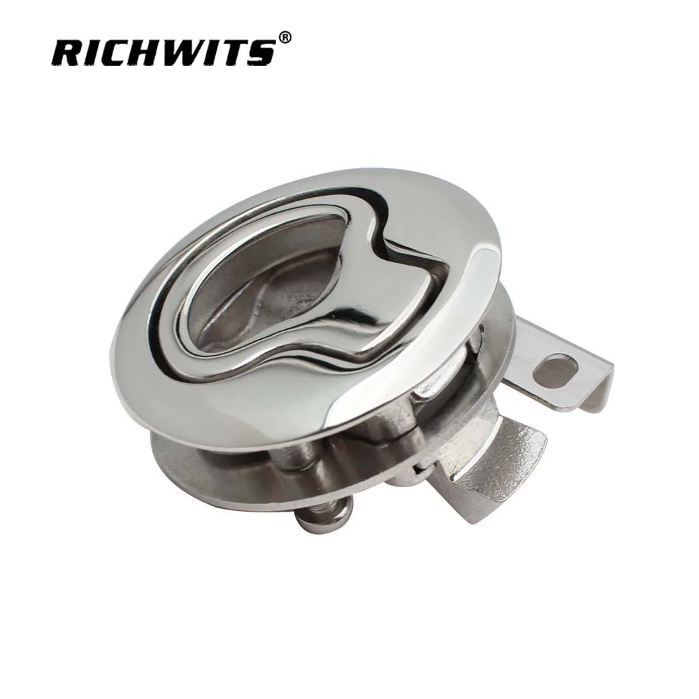 Stainless Steel Yacht Recessed Floor Lock Boat Deck Cover Round Pull Ring Lock RV Lock