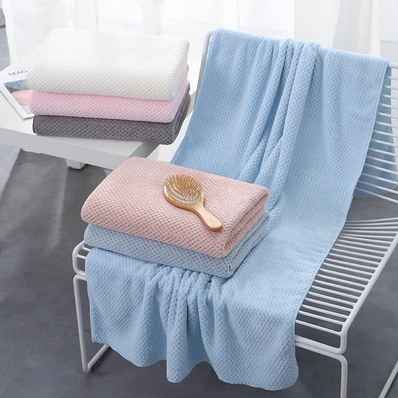 Pineapple Grid Bath Towel for Household Adult Bathing High Density Coral Velvet Beach Towel with logo Printed