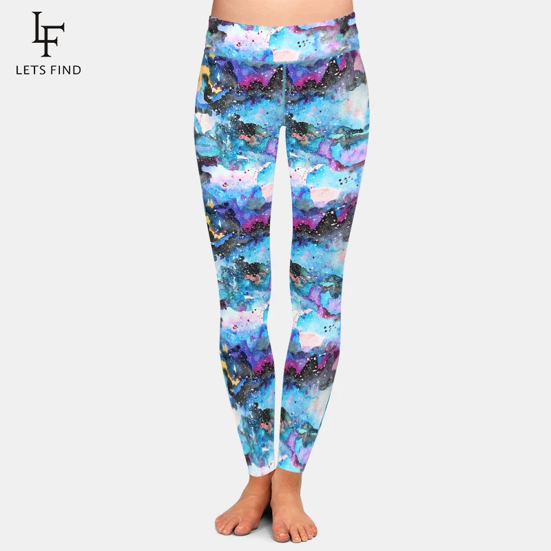 LETSFIND New Arrival Beautiful Galaxy Pattern Print High Waist Women Leggings Fashion Fitness Slim Female Ninth Pants