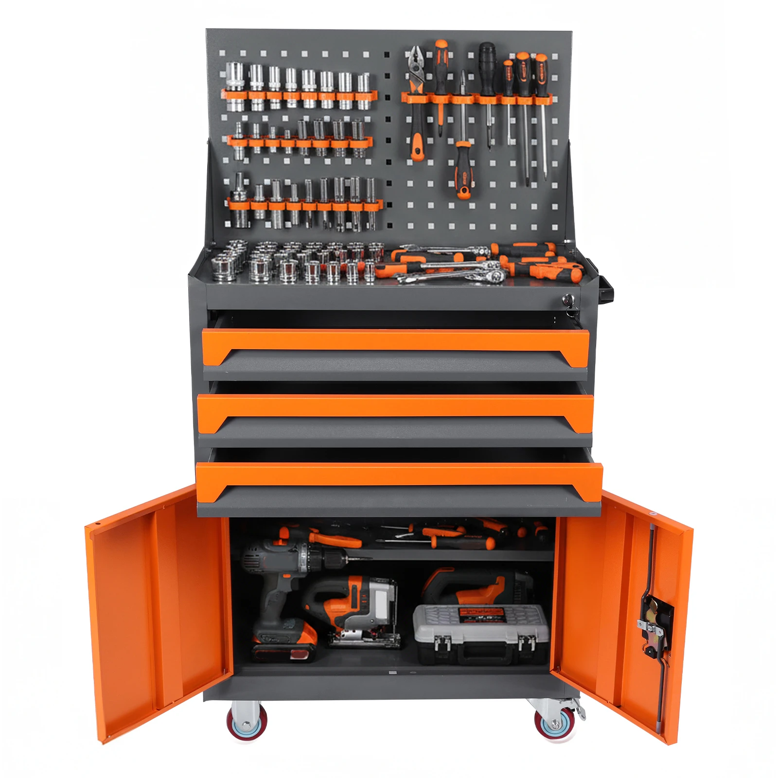 Industrieller Werkzeugschrank aus Stahl mit Rollen, Werkzeugwagen für Autoreparaturen, Mehrlade-Werkzeugwagen für Mechaniker, Werkzeugaufbewahrungswagen für die Werkstatt