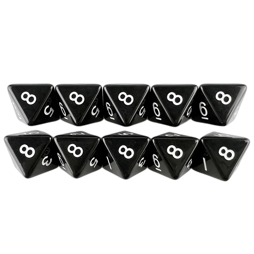 D8 Polyhedral Dice 15.5mm TRPG DND Digital Dice Game Set 8 Sides 10Pcs for Board Game