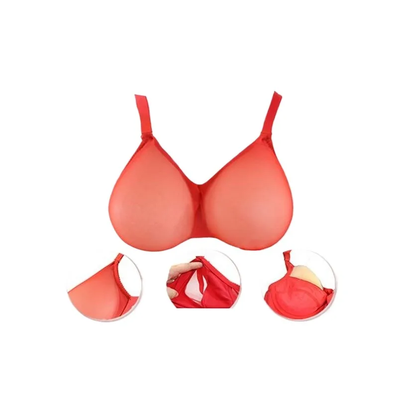 

G Cup Silicone Breast Forms Artificial Fake Boobs for Men transparent thin Breast bra Transvestism Crossdress As Woman