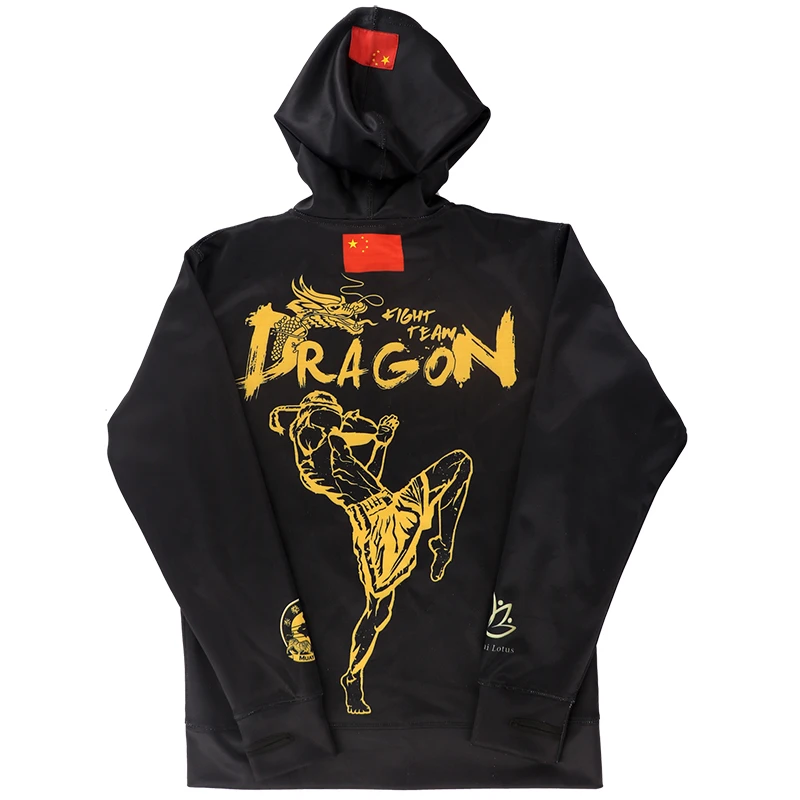 ARFIGHTKING-Long Sleeve Hoodies, Chinese Dragon Sports Zipper Jacket, Running, Fighting Boxing, Muay Thai Training, Fitness Coat