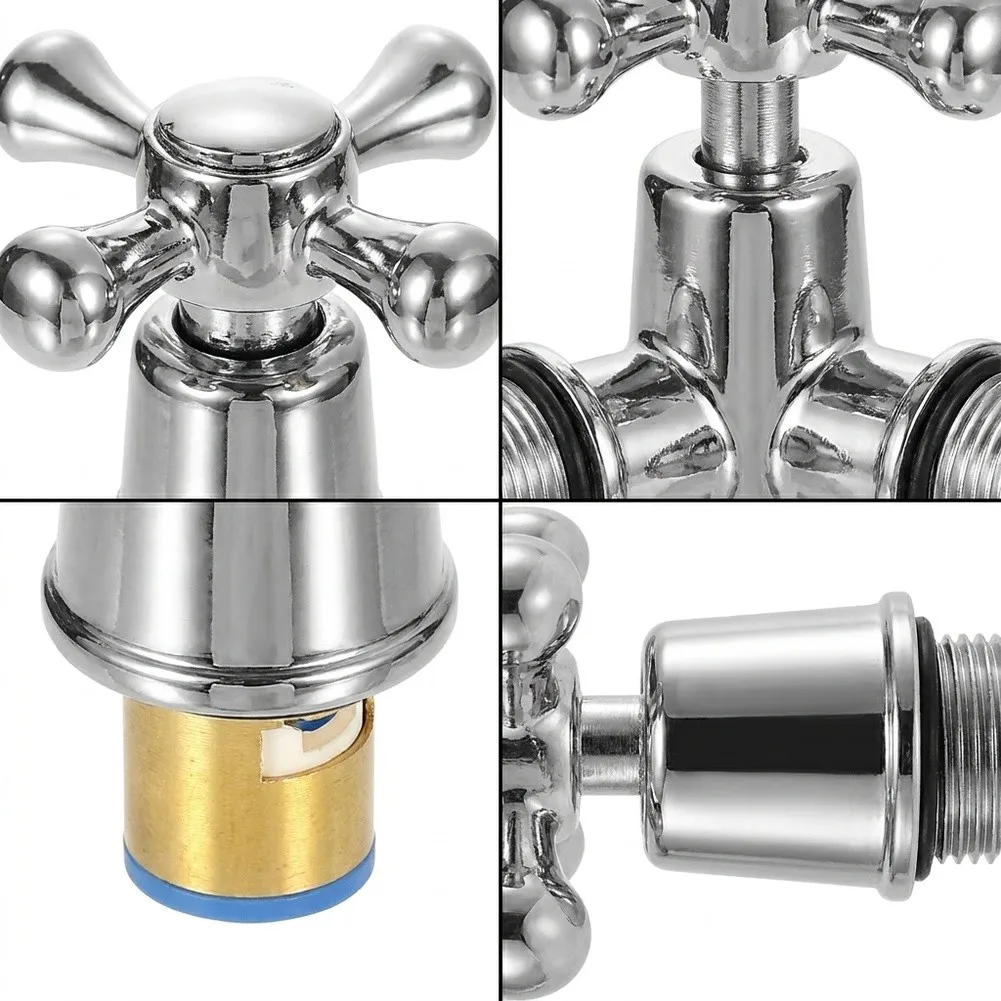 Silver Shower Knobs Faucet for Tap Handle Replacement Faucet Tap Handle Kitchen Faucet Handle Ergonomic Comfortable Grip