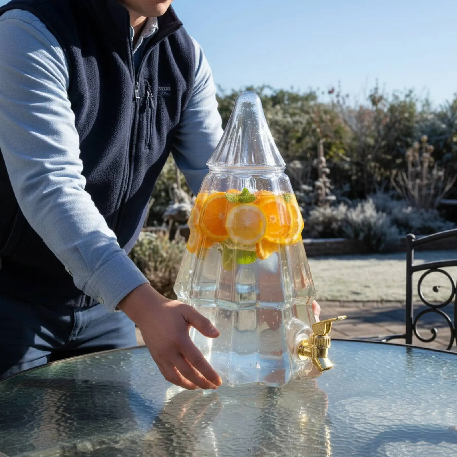 

Christmas Tree Drink Dispenser Wide Mouth Lid Cold Water Jug with Tap Beverage Dispenser with Spigot Easy to Clean for Parties