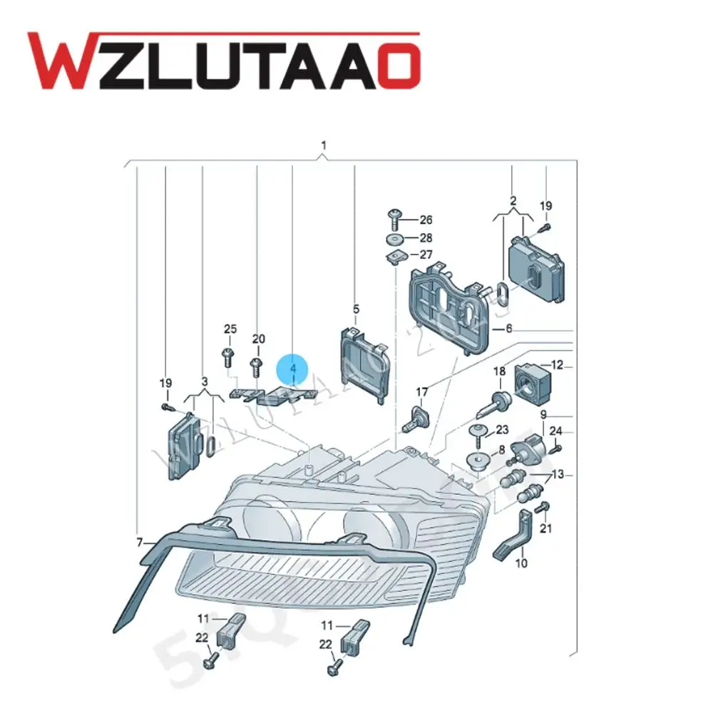 4E0941121A 4E0941122A Headlight Bracket Front LH or RH For Audi A8 S8 4E0 941 121 A , 4E0 941 122 A