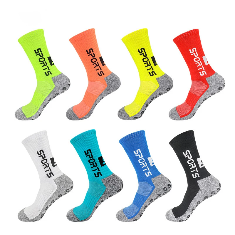 Non Slip Long -Tube Football Socks Adults Kids Style Anti Slip Soccer Cycling Running Antibacterial Deodorant Sports Grip Sock