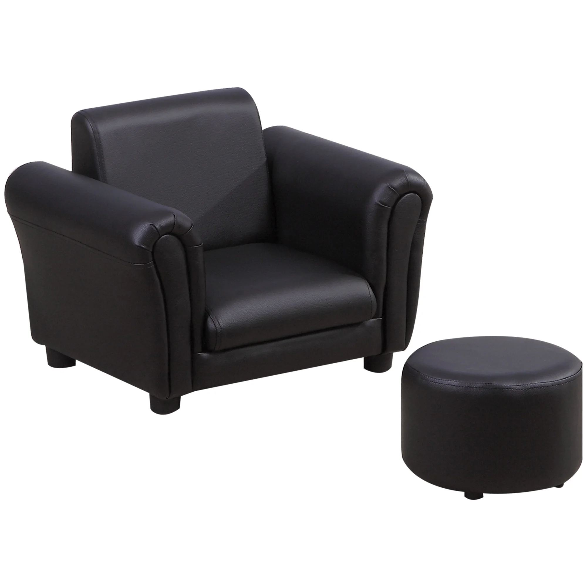 HOMCOM Children's Armchairs Toddler Chair Sofa Single Seater Childrens Armrest with Footstool