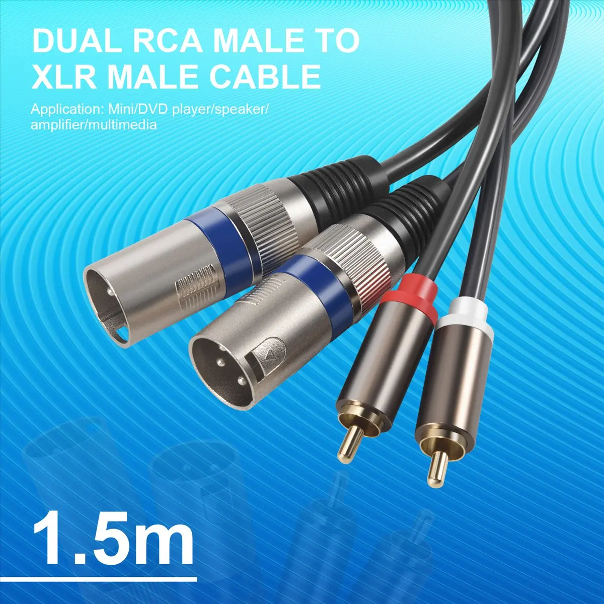 

AABFK 1,5 м двойной кабель Rca «папа» к разъему Xlr «папа» 2 разъема Xlr к 2 разъема Rca адаптер Hi-Fi стерео аудио удлинитель для динамика Miniphone