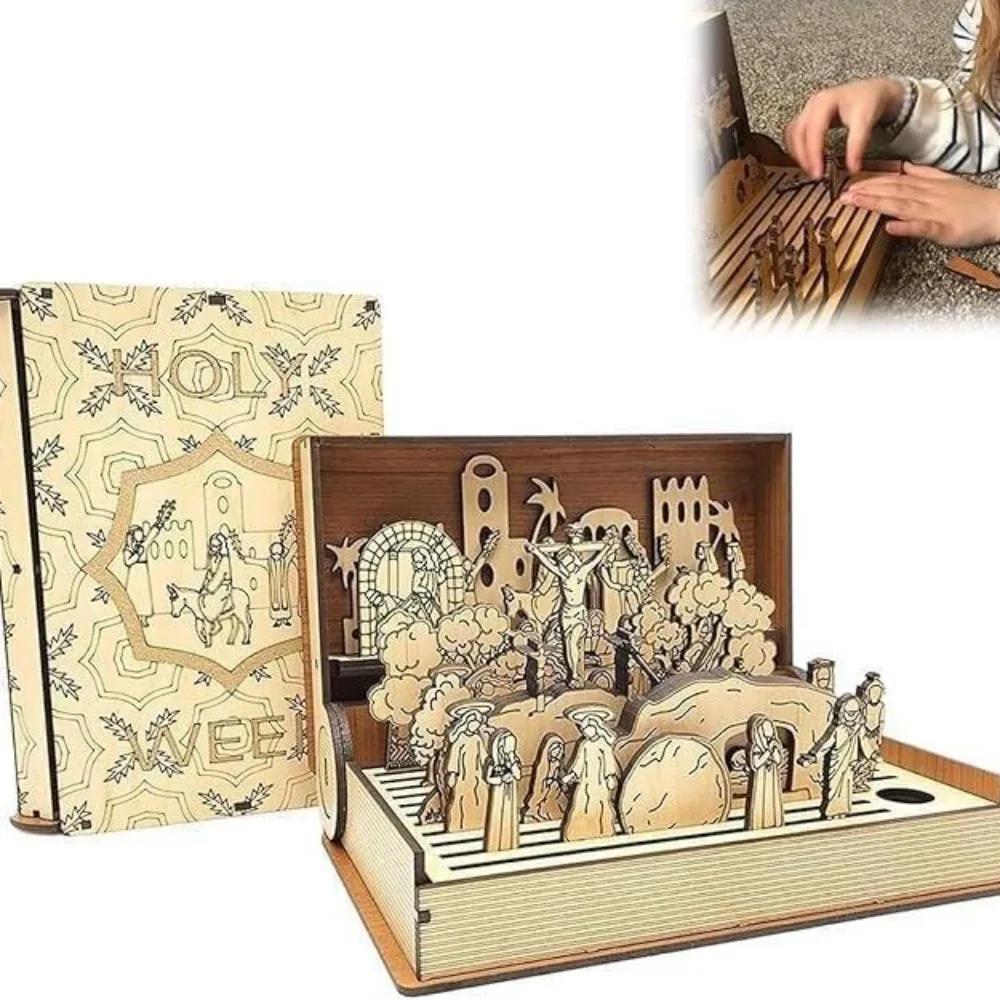 

Family Easter Holy Week Gift Handmade DIY Easter Book Kit Easter Resurrection Scene Decor DIY Holy Week Keepsake