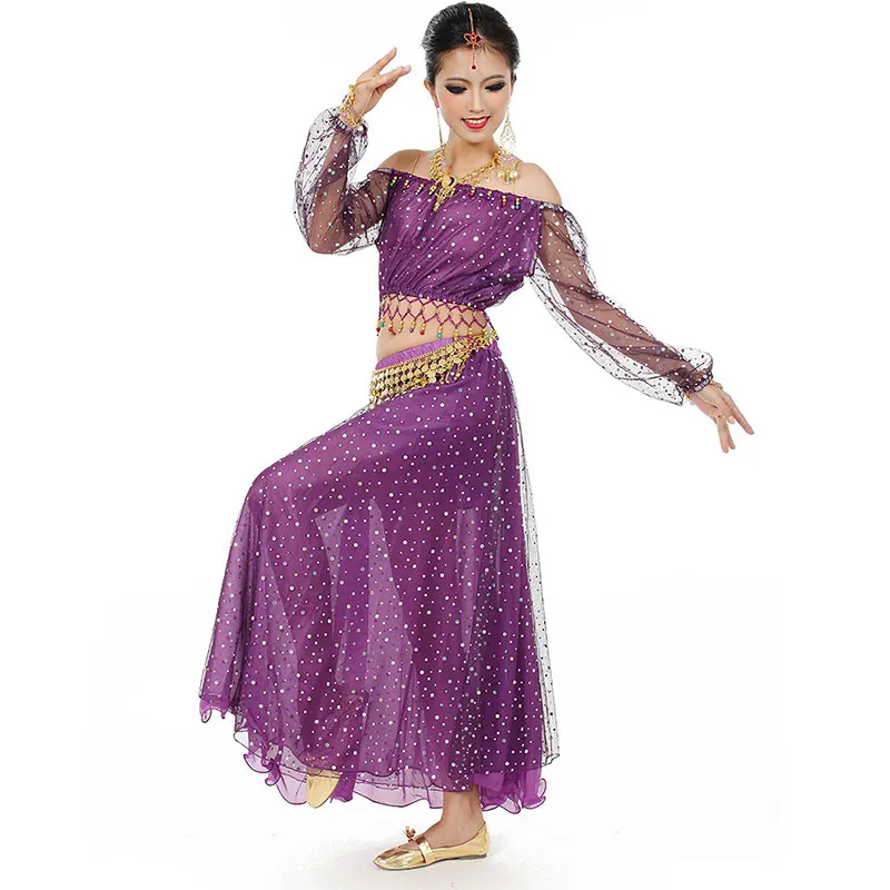 Conjunto de danza del vientre árabe para adultos, traje de Cosplay Oriental de jazmín para Halloween, traje indio de danza del vientre, ropa de escenario, atuendo Rave