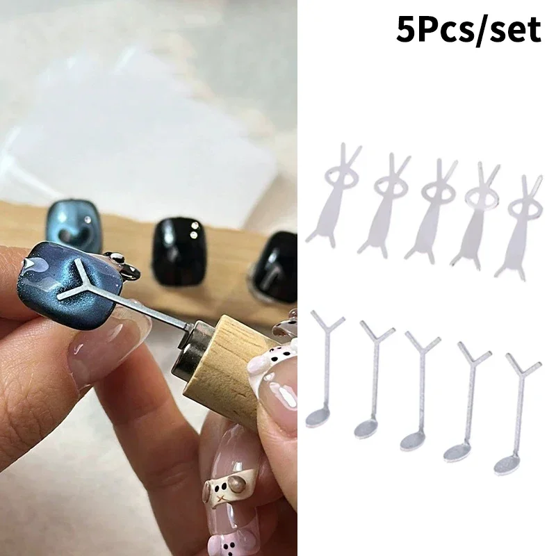 5 pçs bonito multi-função coelho coração forma gato olho ímã dobrar orelha coelho padrão y forma adequado para diy gel polonês magnético