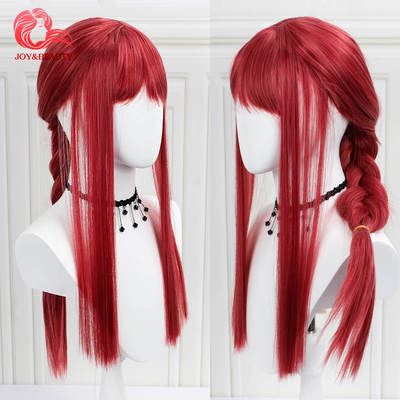 

JOY&BEAUTY Anime Chainsaw Man Wig Makima Long Rose Red Hair Cosplay Wig Role Play Halloween Hair Synthetic Hair