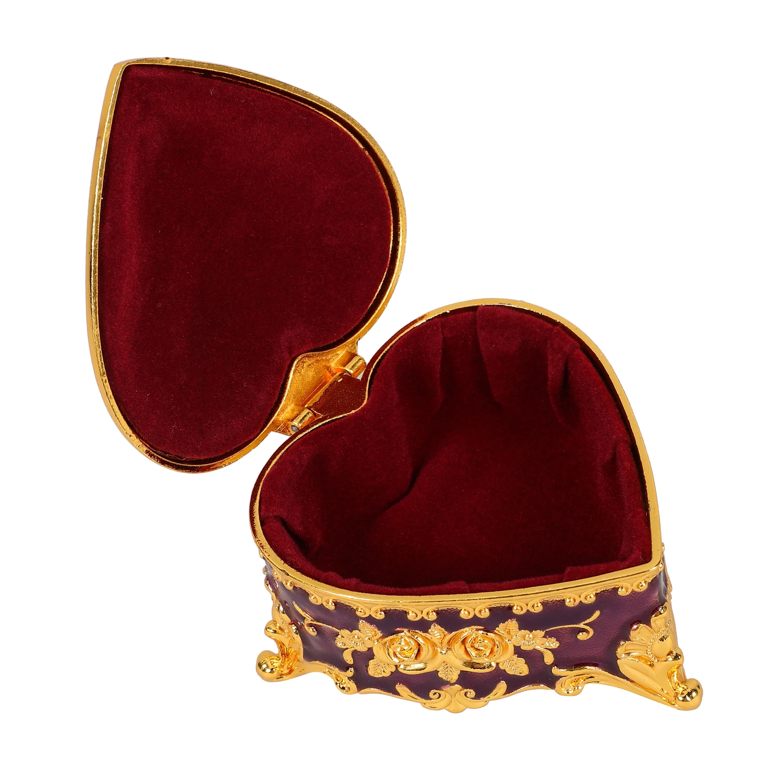 

Heart Shaped Jewelry Box Metal Retro Container Ring Storage Case Vintage Trinket Zinc Alloy Decorative Box Gift