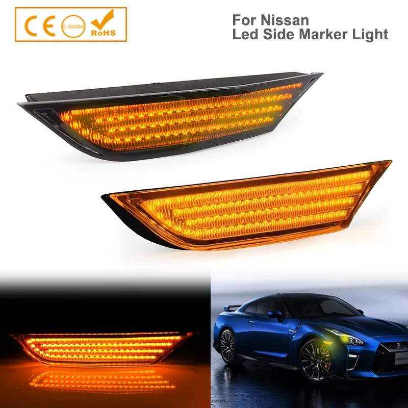 

2Pcs Canbus For Nissan GTR R35 2007-2022 LED Side Marker Turn Signal Lamp OEM#26185-62B0A 26180-62B0A