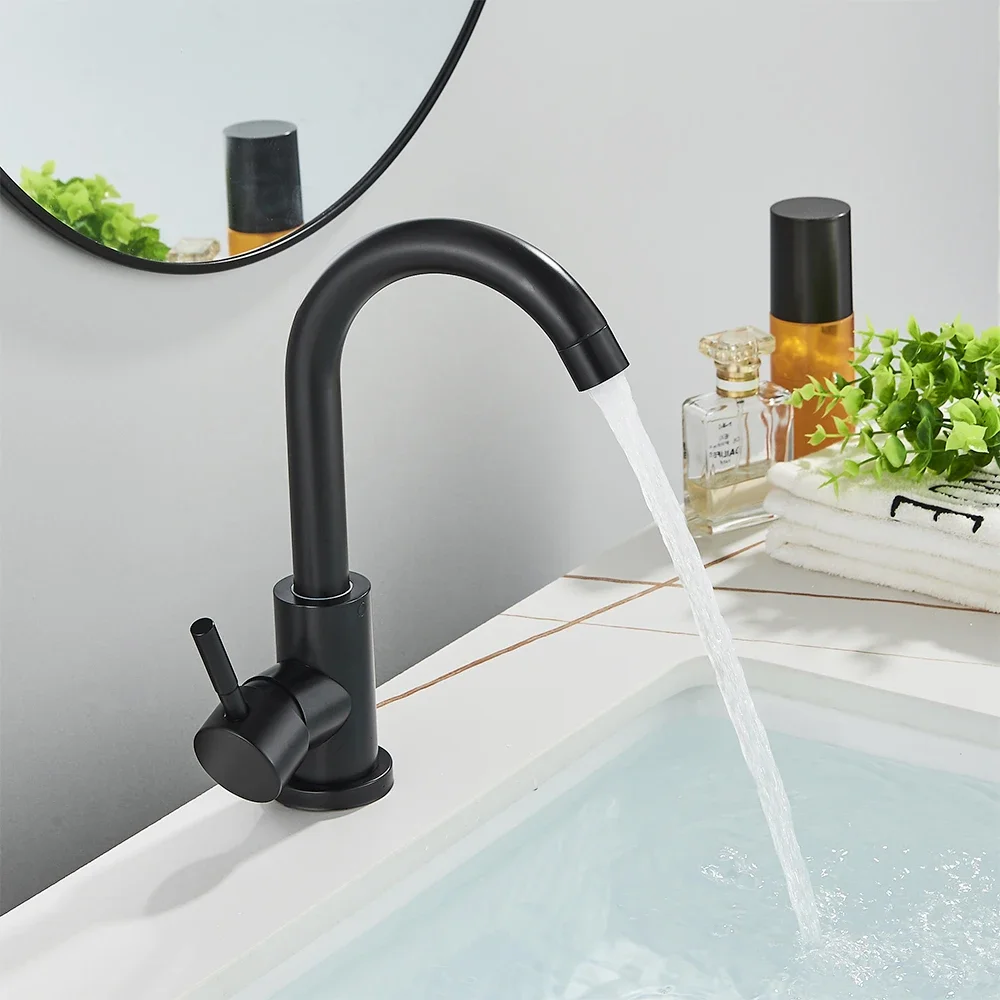 Vidric Matte Black Short Basin Brass Sink Faucet Bathroom Mixer Tap Single Handle Hot Cold Water Deck Mounted Vanity Sink Faucet