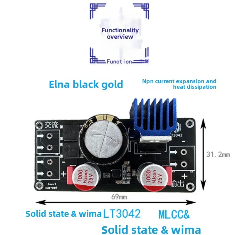 LT3042 Расширяющийся одноканальный положительный напряжение, малошумный высокоточный линейный регулятор, источник питания постоянного тока, шлифовальный RF HIFI