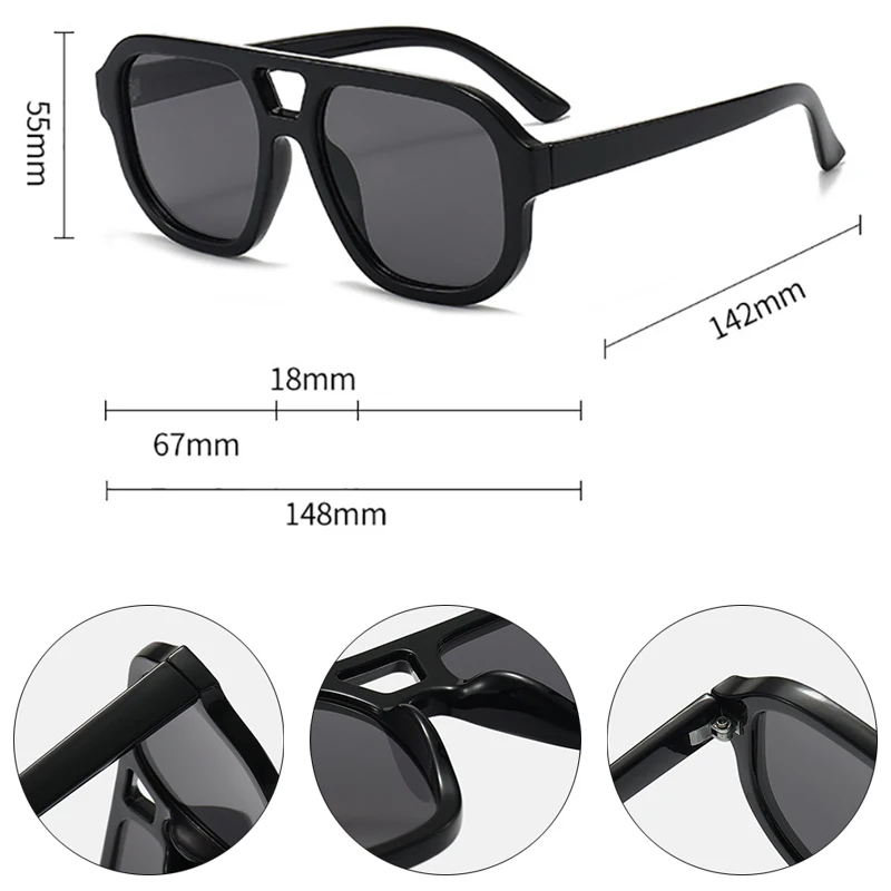 New Double Bridges Square Women Fashion Leopard Sunglasses Shades UV400 Men Retro Candy Color Shades Sun Glasses image 6