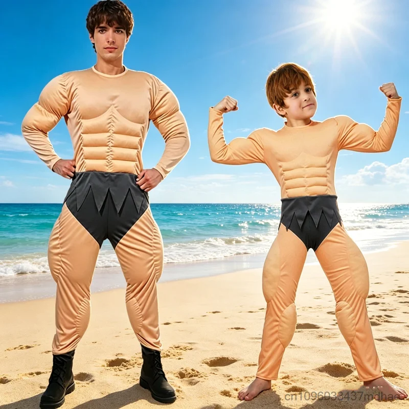 

Muscle Suit Costume Adult Enfant Novelty Body Builder Cosplay Outfit Weightlifter Jumpsuit for Cosplay Stage Performance