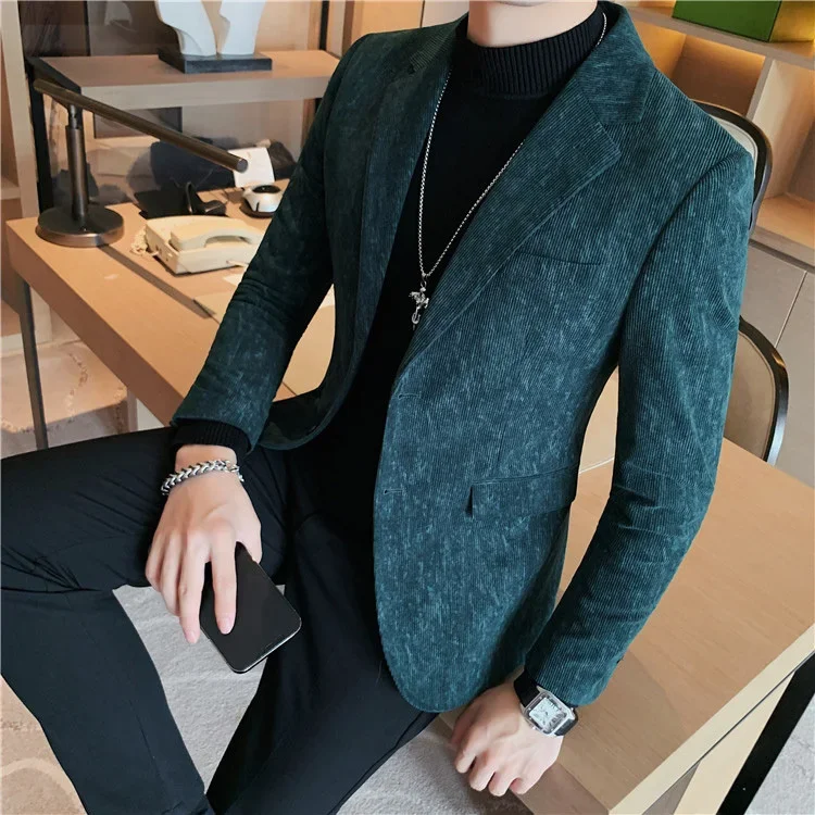 Casual mannelijke jurk blazer Hoge kwaliteit Koreaanse stijl kleding Herenpak Zakelijke jassen Gentleman Modieuze originele losse jas