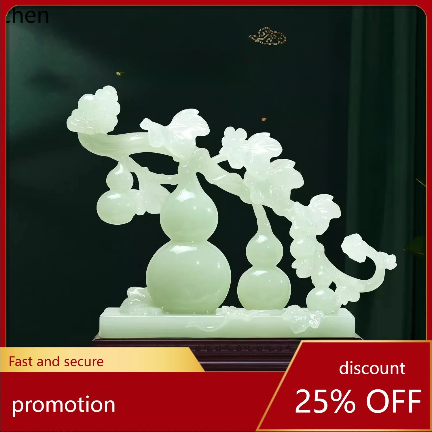 CZ  Blessings Jade Gourd Ornament for Home, Company Reception Prosperity in the Home, Living Room, Birthday Blessings and Wishes